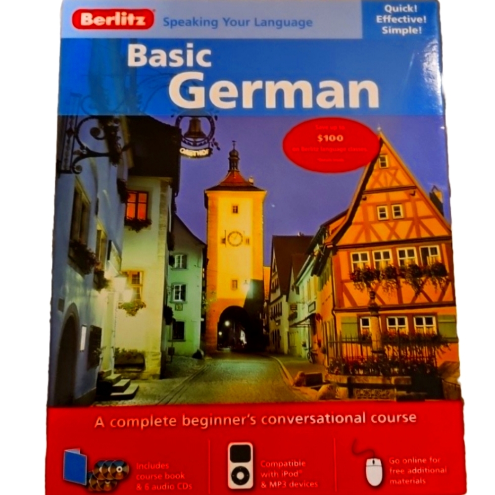 Learn To Speak "New Basic German" by Berlitz with 6 Audio CD'S Course Book